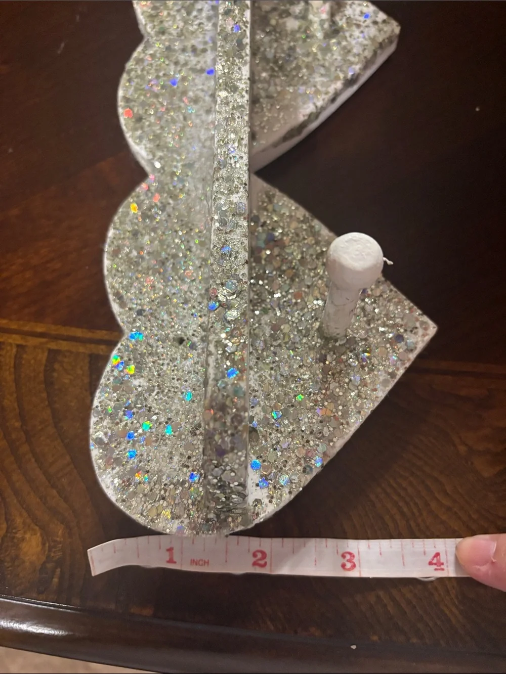 Silver Glitter Heart Wall Hook - Home Wall Decor